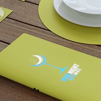 Menu Ambiente A4H v žltej farbe s dvojfarebnou tepelnou razbou loga