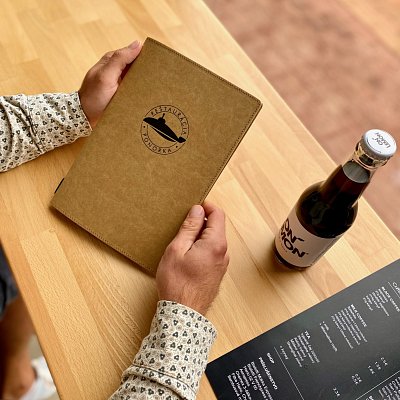 Menu obal Ambiente A5 z wash papiera s termotransferom loga